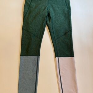 Outdoor Voices Color Block Leggings in Green, Gray, and Pink